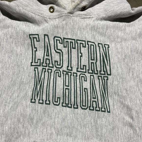 Vintage 80s Eastern Michigan Champion Reverse Weave Hoodie - Picture 2 of 4